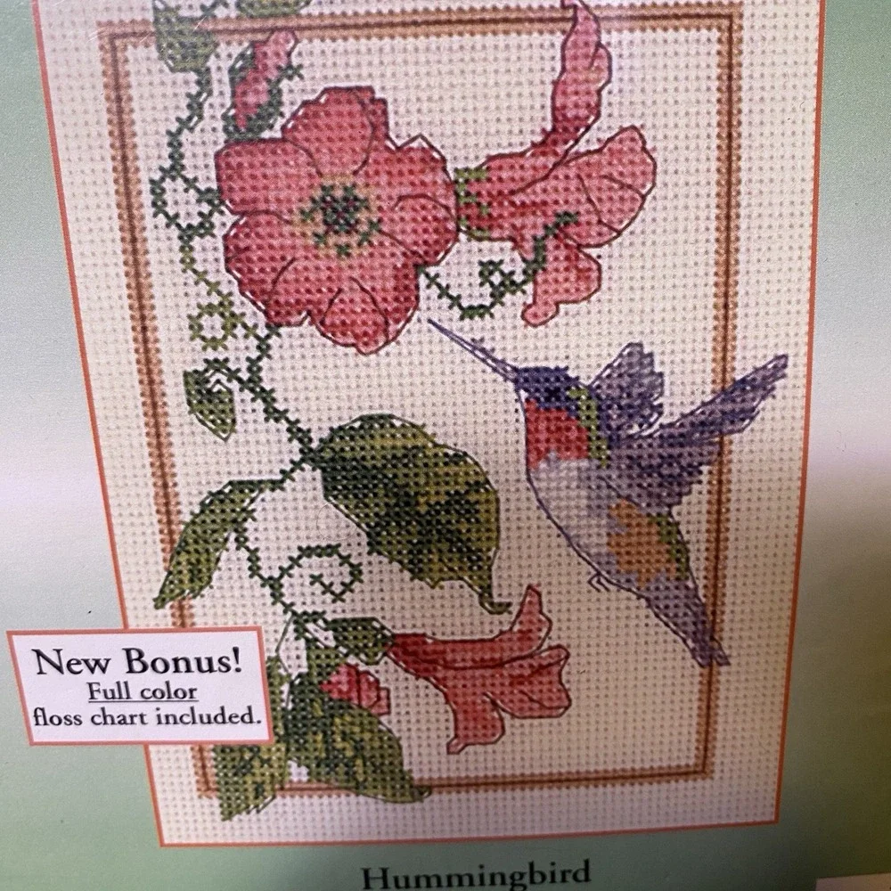 NOS Candamar Counted Cross Stitch Kit 51538 - Hummingbird and Flowers 5x7